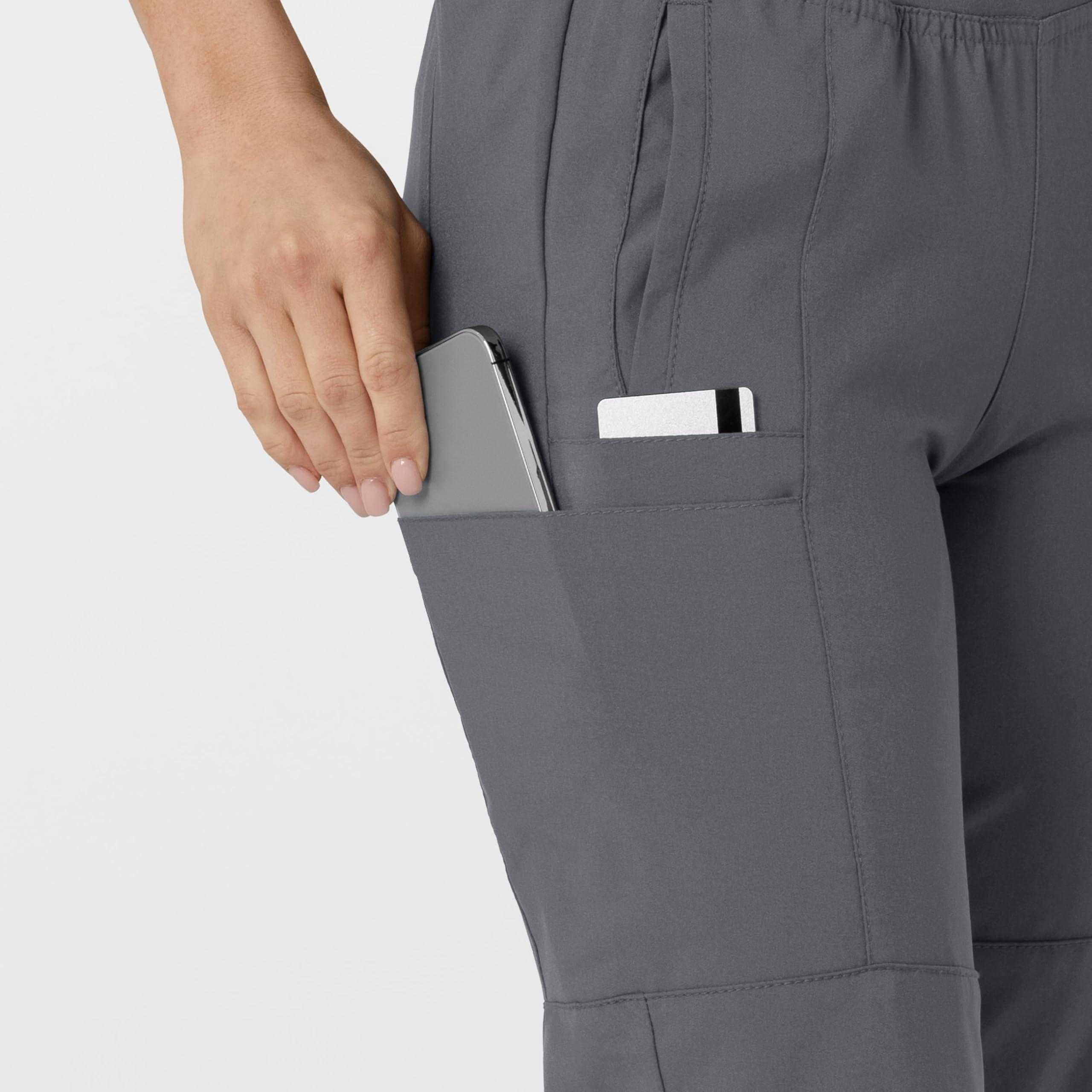 WonderWink 5555TXPEWT2TX W123 Pantalón de chándal para mujer, cintura cómoda, peltre, alto extendido, tamaño 2 X
