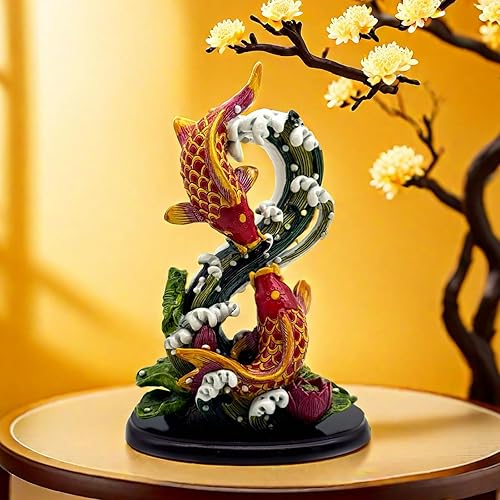 Escultura china de la estatua de los peces de Feng Shui Frgurine Buen regalo de la suerte para el amante de FengShui Decoración decorativa