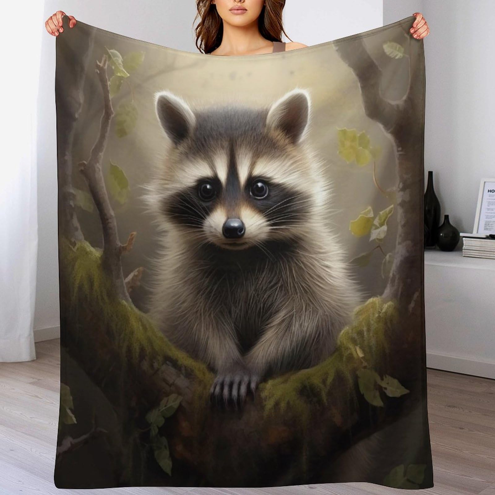 Couverture polaire raton laveur en flanelle ultra douce au toucher premium