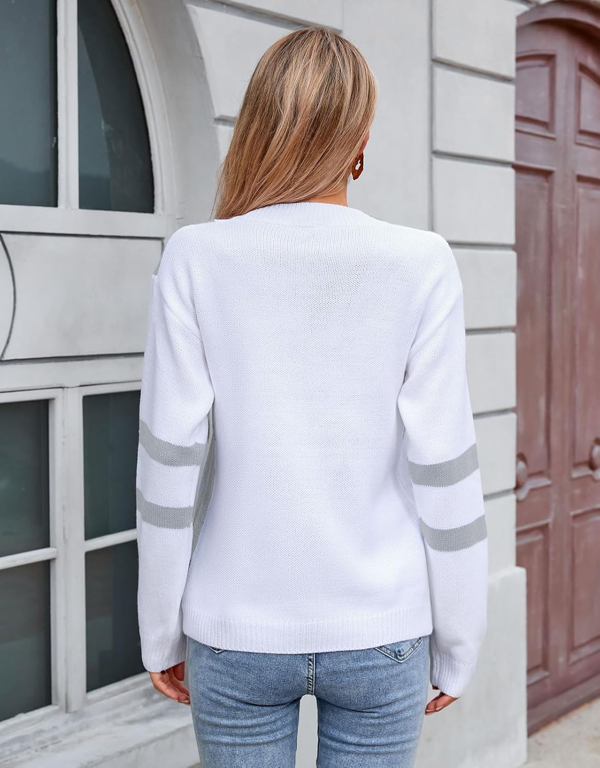 shermie Women's Color Block Pullover Sweaters Long Sleeve Crew Neck Loose Casual Sweater - Image 5