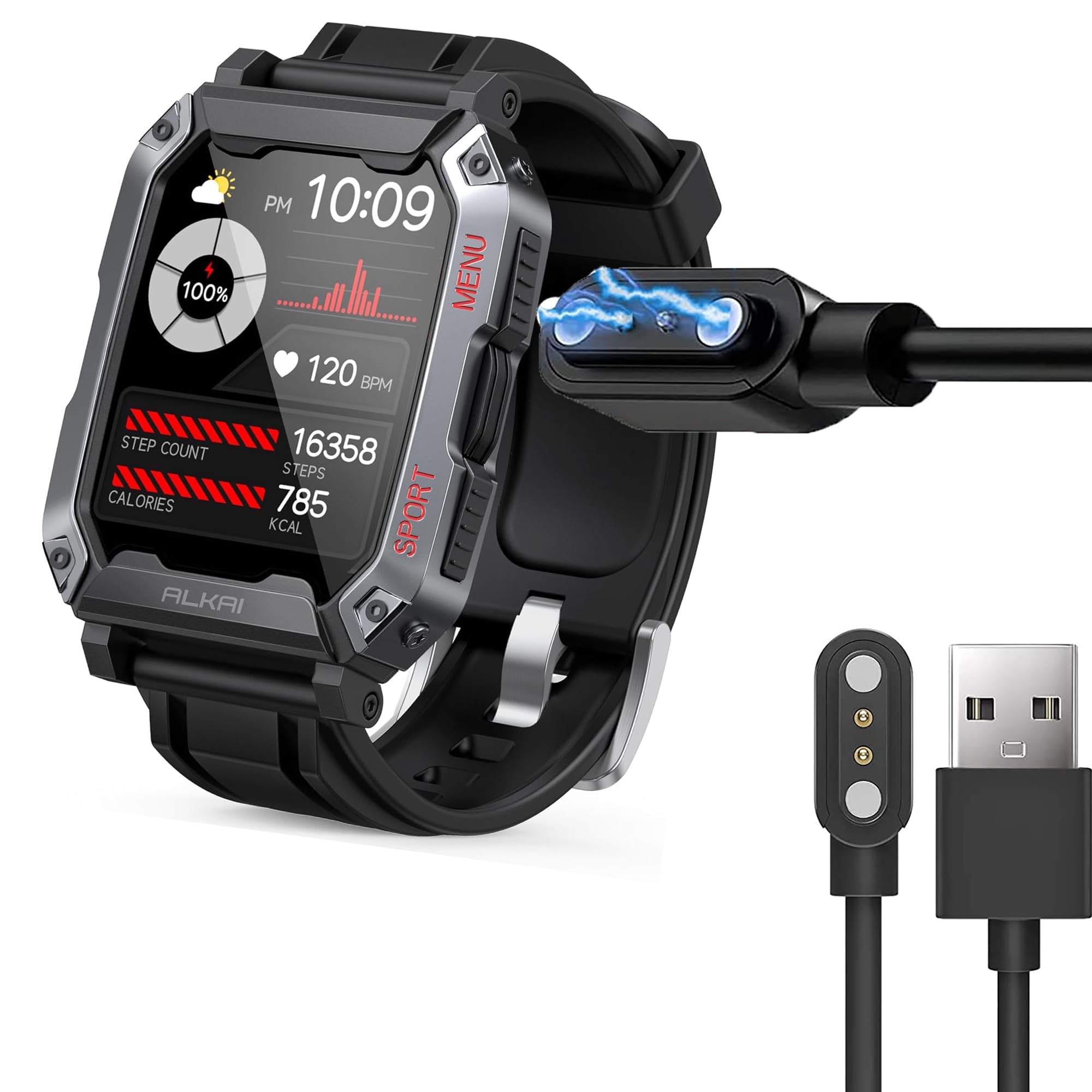 Lamshaw Compatible with ALKAI Smart Watch Charger, Magnetic USB Charging Cable Replacement Charger Compatible for ALKAI N27 2.02