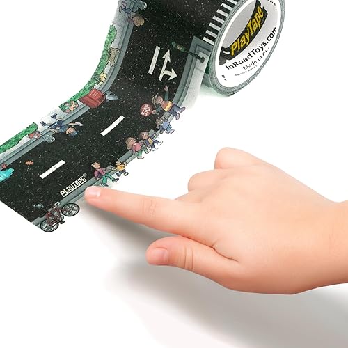 Miniatura 7 de PlayTape - Cinta de carretera para autos de juguete, se adhiere a superficies planas, sin residuos, 2 rollos de cinta de reproducción (2 x 30 pies)