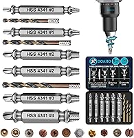 DOAHO 9-Piece HSS 4341 Damaged Screw Extractor Set with Drill Bits - Remove Stripped Screws from Wood, Metal & More