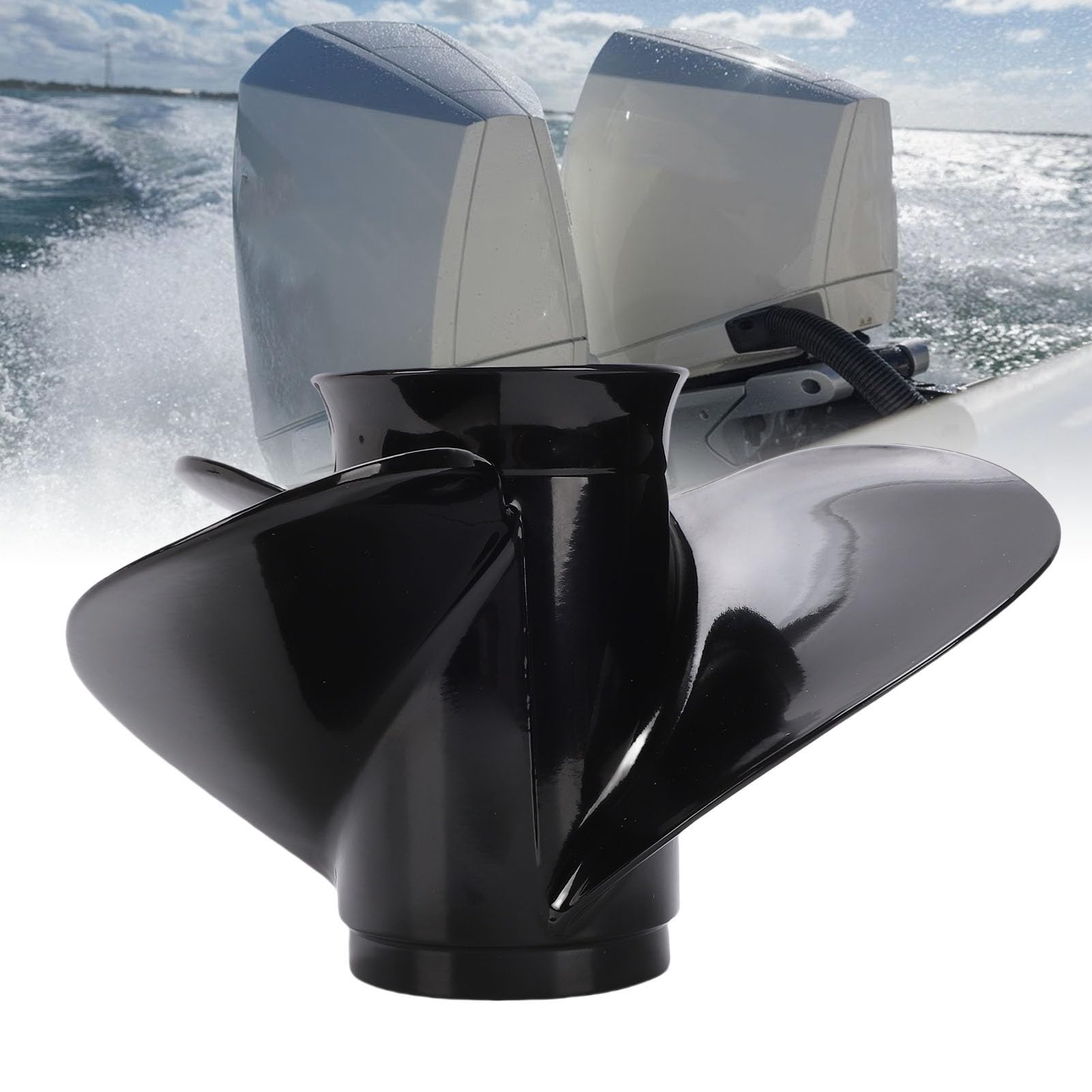 Hélice de Bateau, Hélice Marine à 3 Pales 10 3/8x13, Hors-Bord avec 4 Rondelles pour Moteurs Hors-Bord 25 30 40 50 60 70 2 et 4 Temps