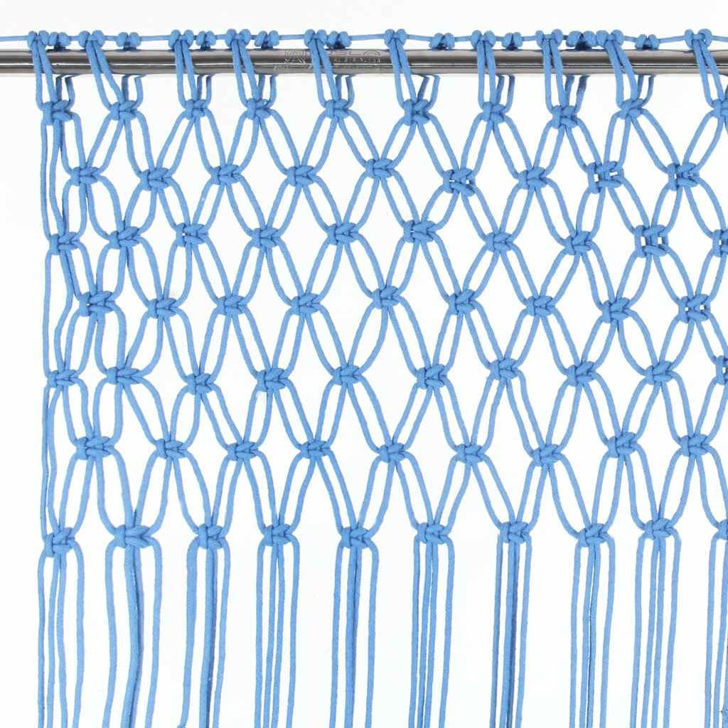 Rideau en macramé bleu 140 x 240 cm en coton