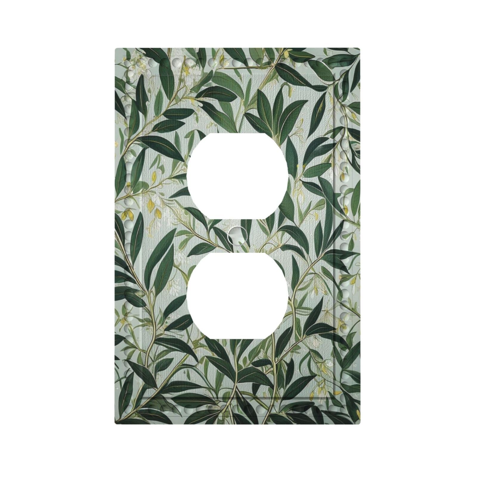 Sage Eucalyptus Leaves Foliage Light Switch Cover 1 Gang Outlet Plate Single Duplex Wall Plate Covers Decorative Switchplate Covers Electrical Faceplate for Home Decor-image-46