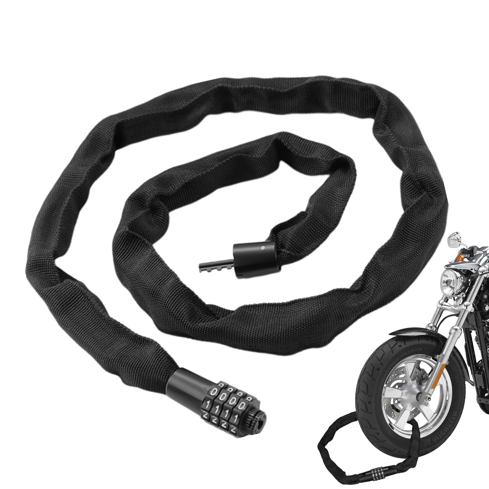Cable Bike Lock Alloy Steel Secure Chain, 4-Digit Combination