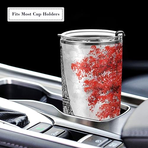 Miniatura 5 de OTVEE Vaso de 20 onzas con tapa y pajilla, taza de viaje de acero inoxidable con aislamiento al vacío, doble pared, libre de BPF, botella de agua a