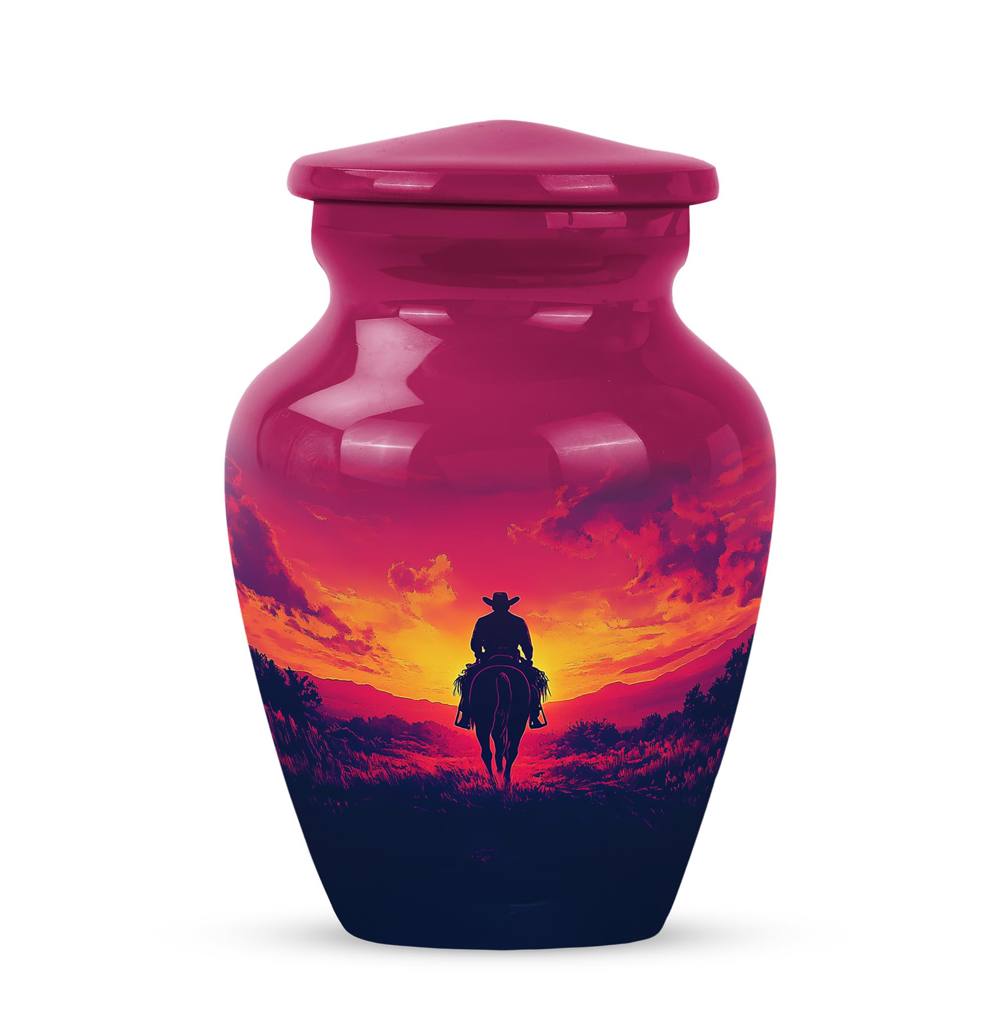 Cowboy Urn - Small Urn for Human Ashes Keepsake - Urn for Ashes Adult Male - Urn for Ashes for Women - Cremation Urns for Human Ashes - Mini Urns for Human Ashes - Size 3 Inch, Pack of 1