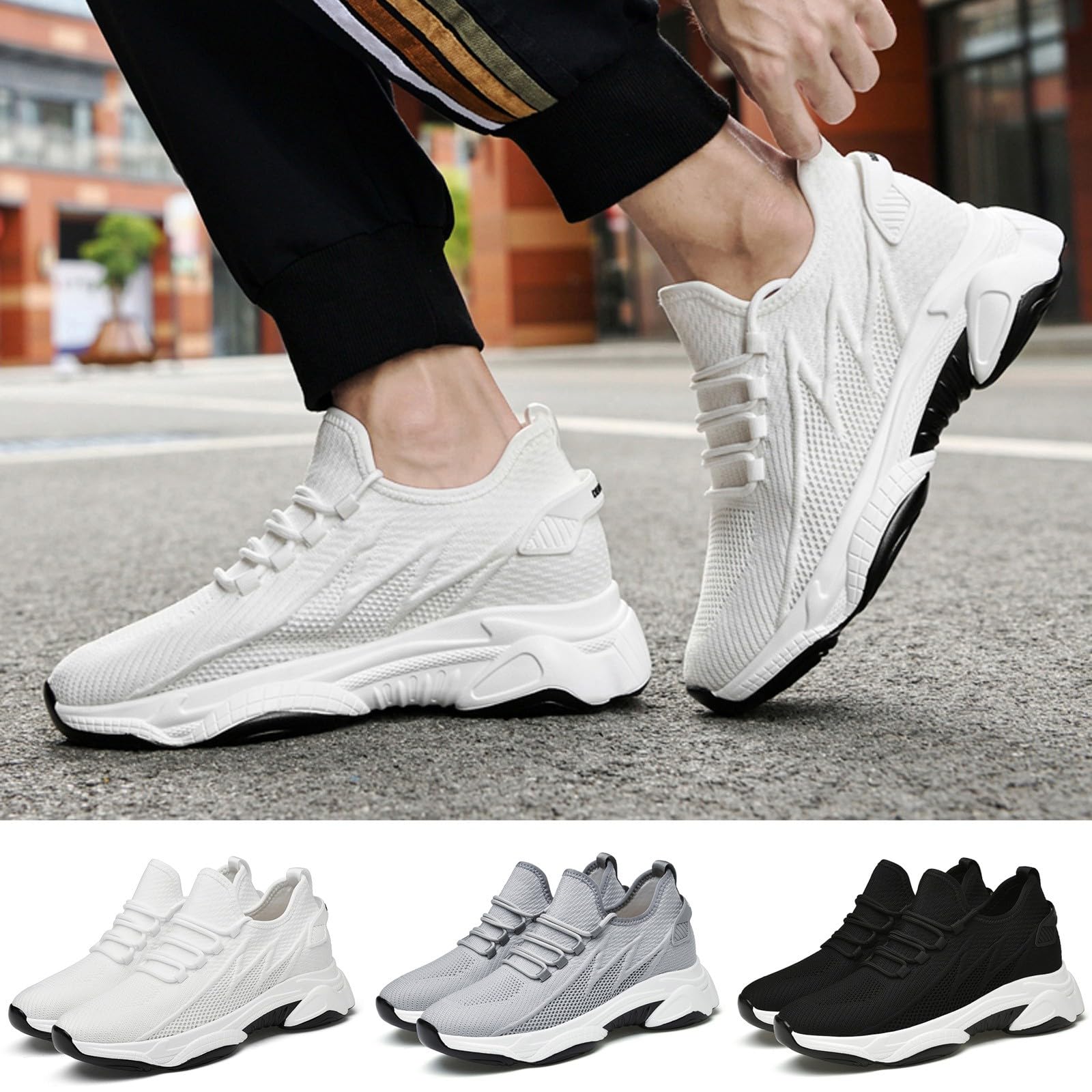 Zapatillas de correr para hombre, transpirables, atléticas, ortopédicas, para verano, con amortiguación, antideslizantes, para ascensor