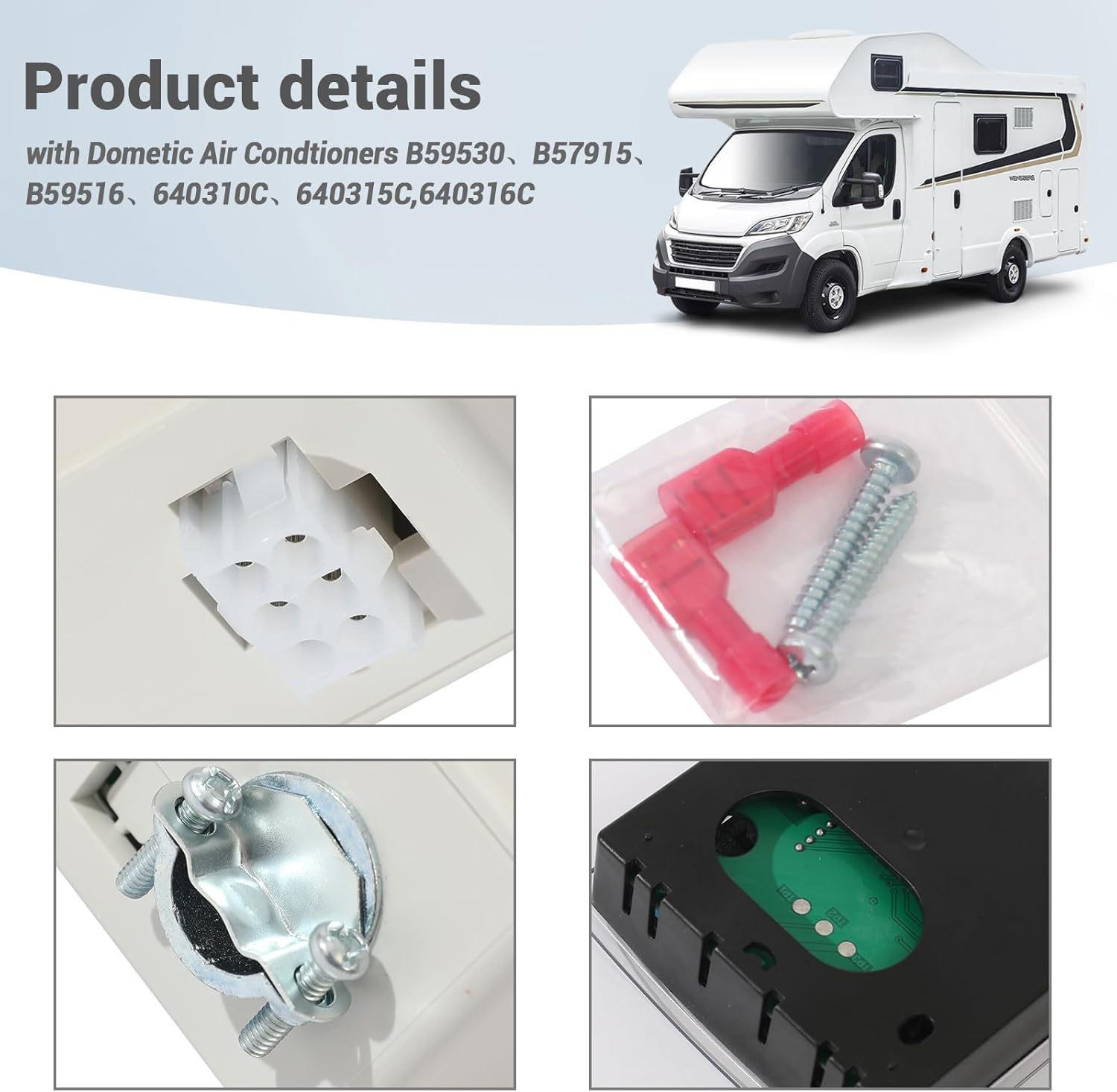 RV Wall Thermostat with Control Board Kit, 3316230.714 Single Zone RV AC Thermostat Compatible with Dometic Air Condtioners B59530、B57915、B59516、640310C、640315C ,640316C