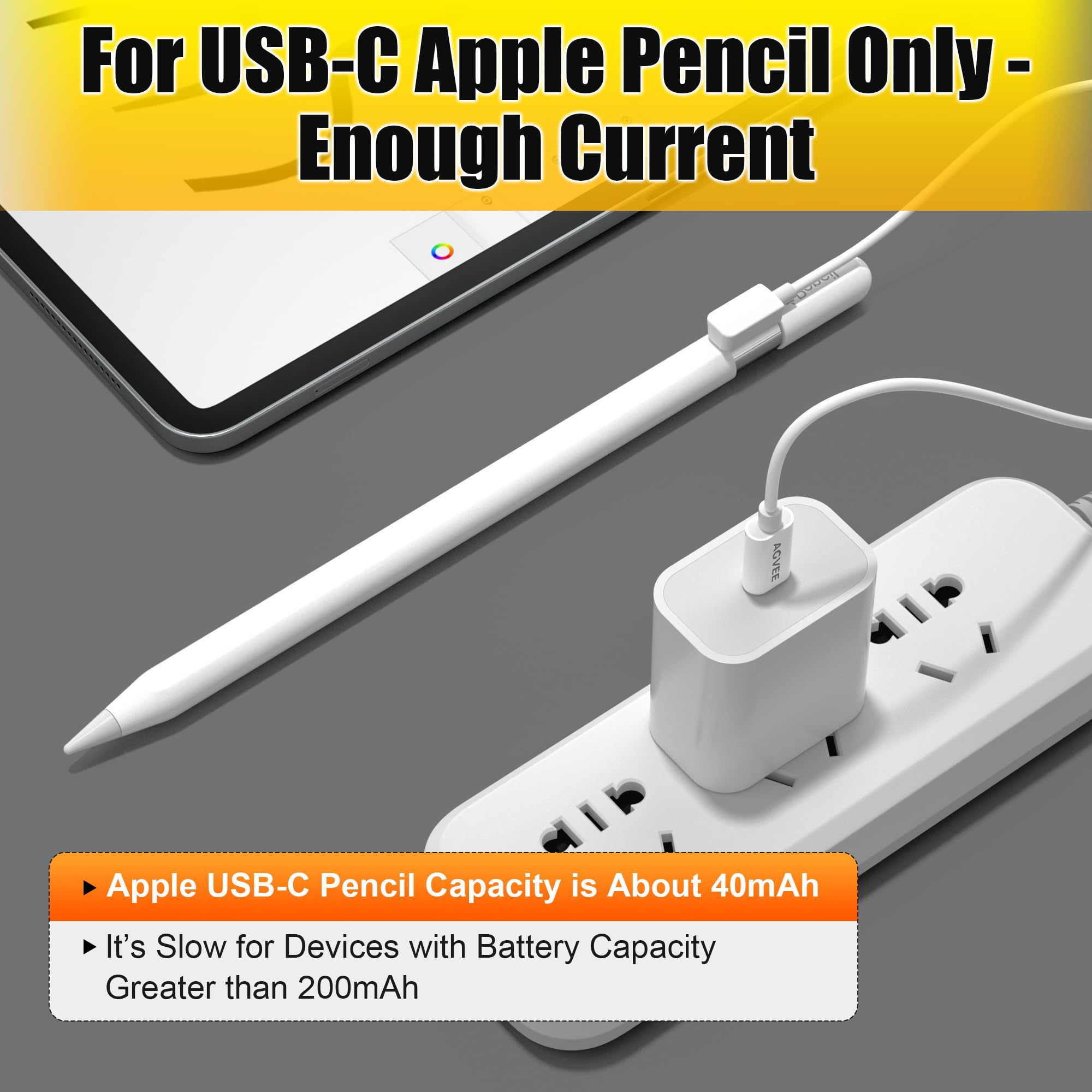 Amazon.com: AGVEE 2 Pack 3.3ft Charger for Apple Pencil (USB-C