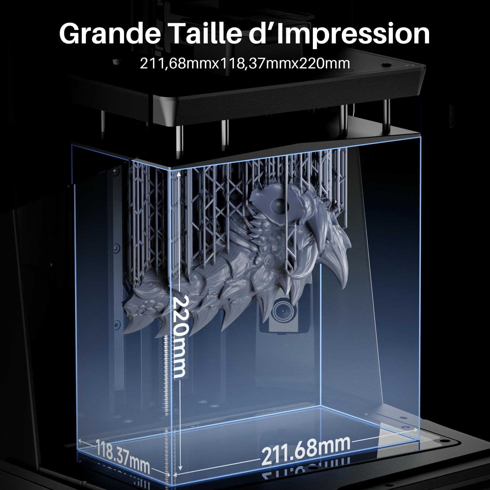 ELEGOO Saturn 4 Ultra Imprimante 3D Résine 16K MSLA, Chauffage de Réservoir Intelligent, Impression à 150mm/h, Caméra AI avec Éclairage, Wi-FI Intégré, Grand Format d'impression 211,68×118,37×220mm³