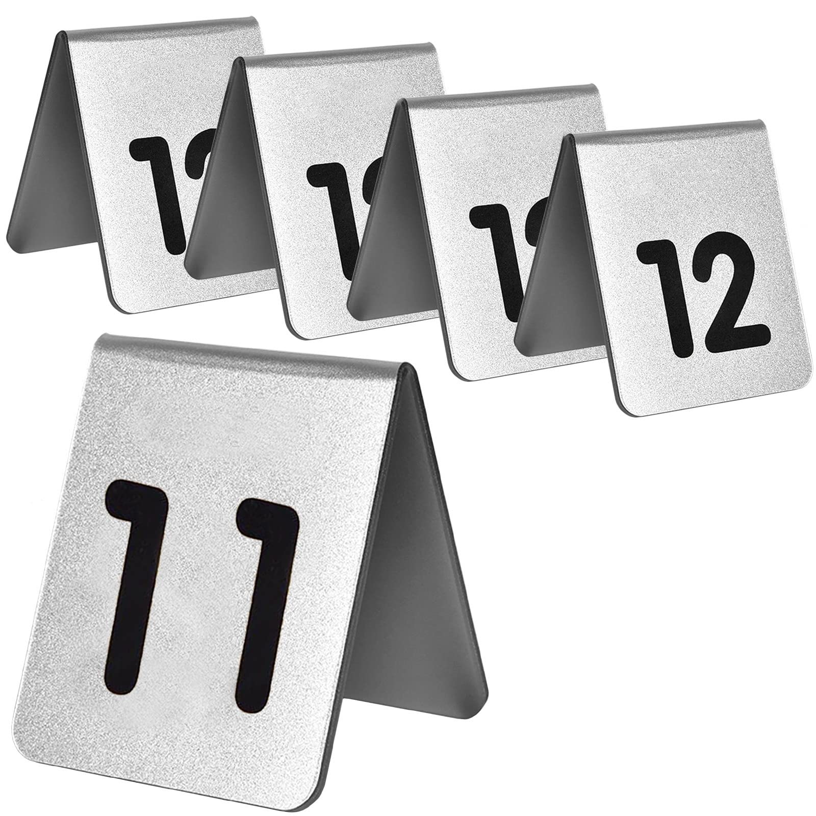 SaryEdge Table Number Cards 1-10/1-20, Metal Number Tags Tent Style, Place Cards Double-Sided, Thick And Reliable, Acrylic Table Plate For Restaurants, Wedding,Silver-1??10è?