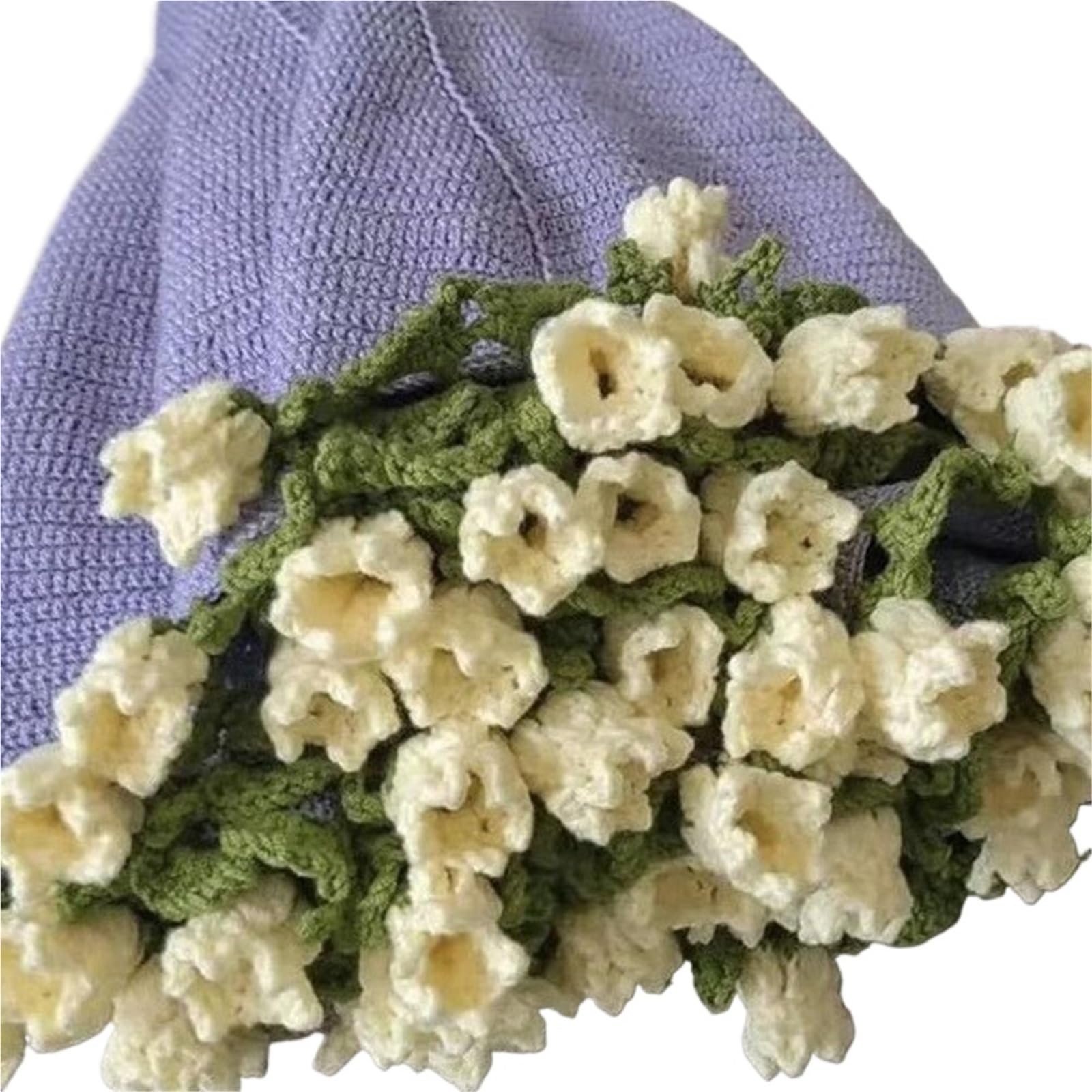ENWWCH Crochet Bouquet Blanket Rose Handmade Floral Woolen Ball Craft Kit For Home(Color 2)