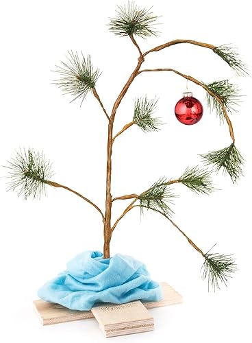 ProductWorks árbol de Navidad Charlie Brown con chip musical y cacahuates con cobija Linus, 24", Multicolor