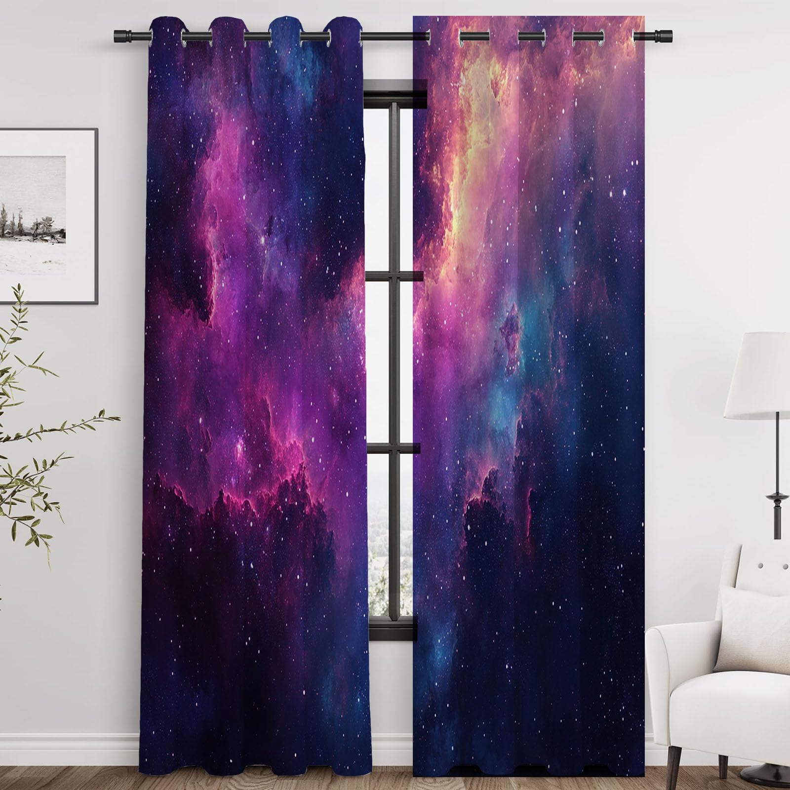 Tende Oscuranti Per Interni 2 Pannelli Nuvole 3D Tenda Oscurante Termica Isolante Finestre Moderne Decorare-A140 x L110 cm (2 Pannelli)
