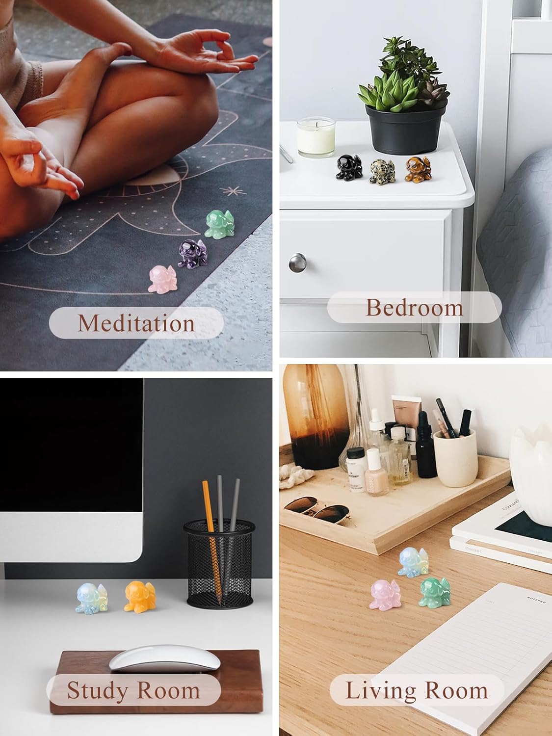 Jovivi Natural Rose Quartz Crystal Lying Dog Statue Home Decor Carved Mini Gemstone Puppy Dog Figurines Pocket Sculpture Reiki Healing Stones Decorative Ornament Gift - Image 6