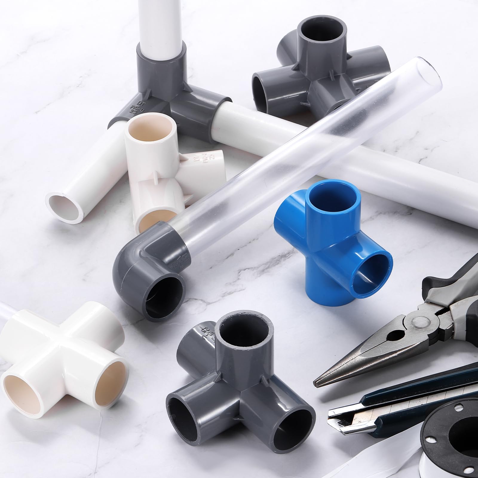 Sourcing Map 12 Gomiti PVC 90° Per Tubi 25 Mm – Raccordi Adattatori Per Fai Da Te, Irrigazione E Mobili - 4