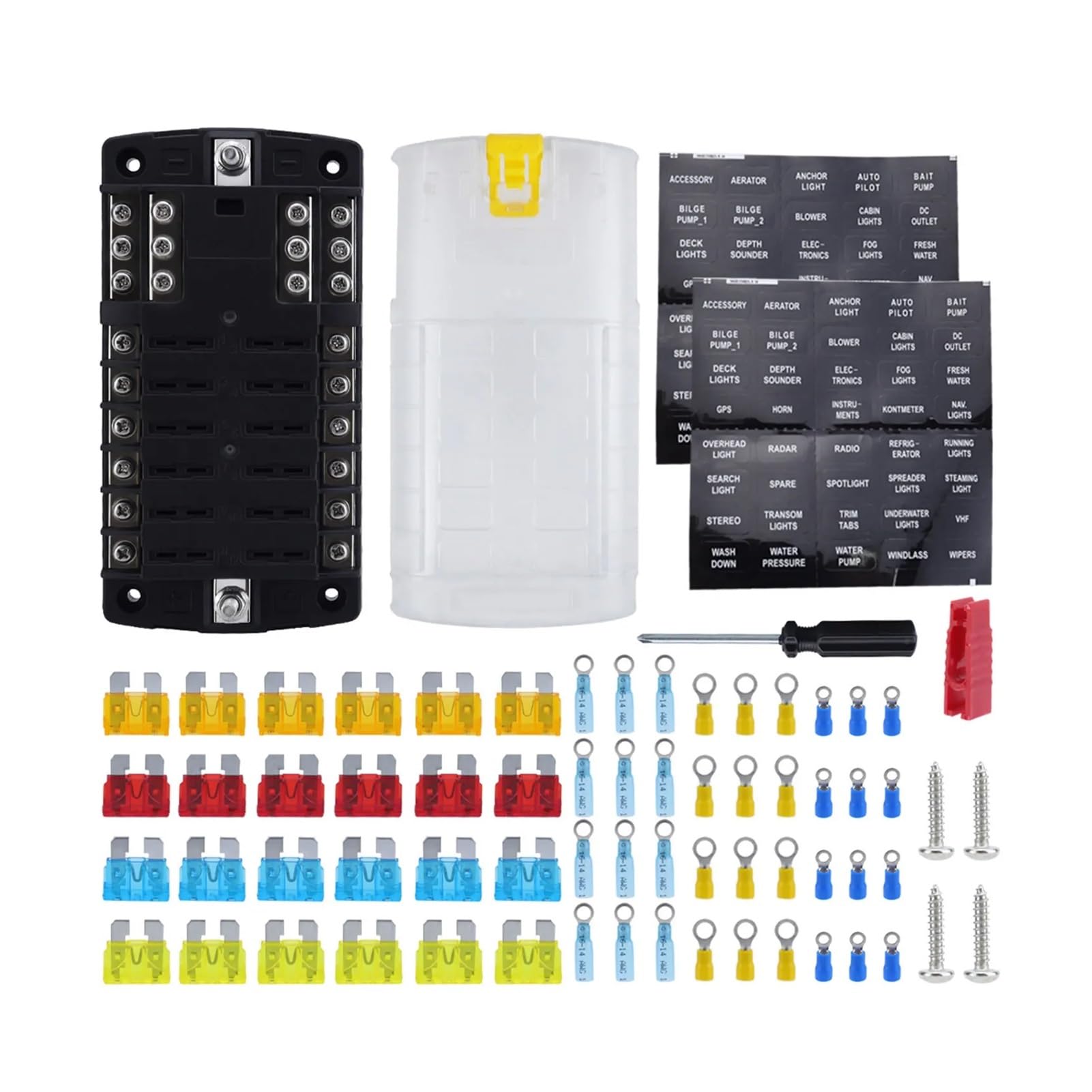 Boîte fusibles lame 12 voies bloc distribution 12V auto bateau universel