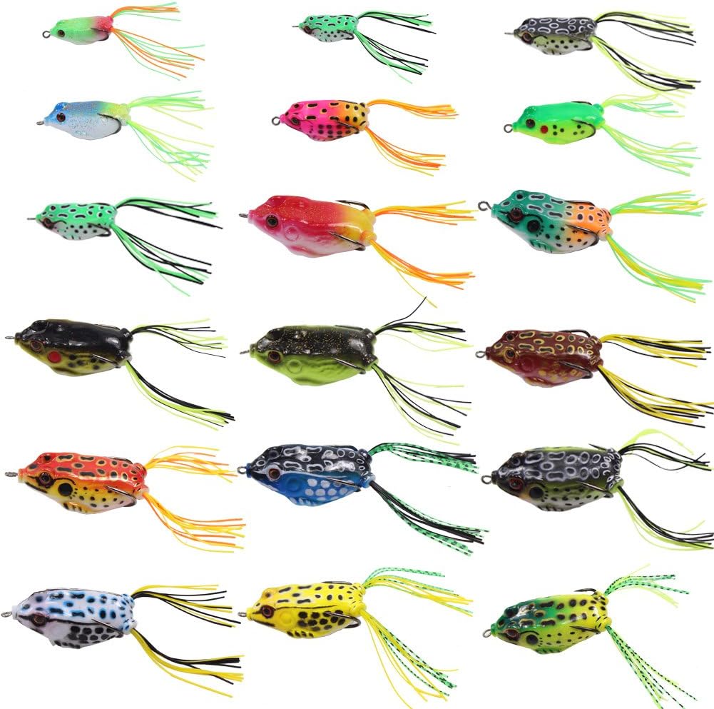 Croch Frog Lure Kit (18 PCS) - Multicolor, 3.81, 4.01, 4.49 inches - Trout & Panfish - High Carbon Steel Treble Hooks