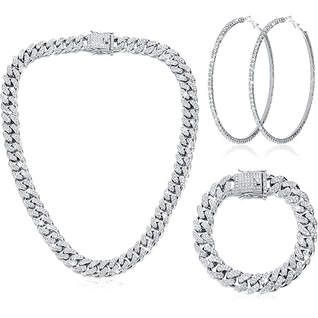 Sparkling Sexy Plus Size Outfits: Cuban Link Statement Jewelry Ensemble