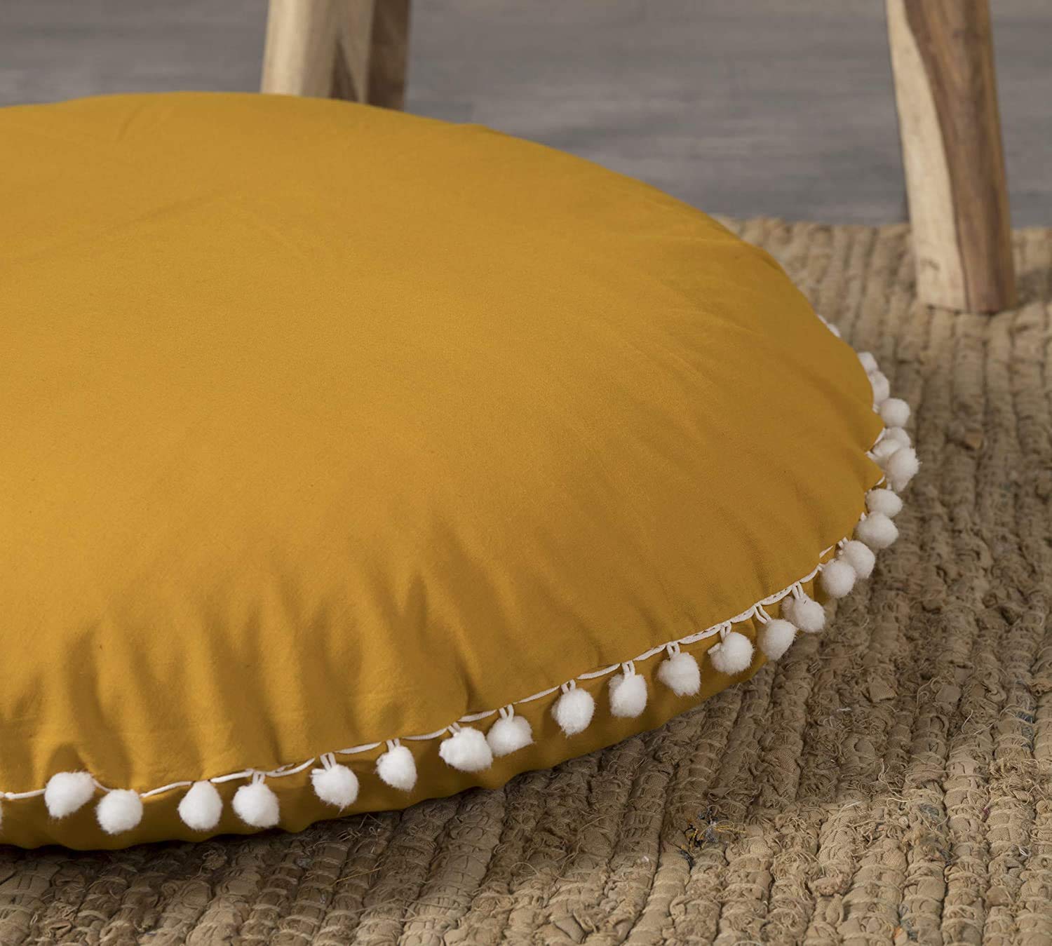 CHRONEX 2 Round Cotton Decorative Sofa Cushion Cover for | Bed Cushion Cover | Pillow Cover | Cushion Cover,Mustard Yellow(20x20 inches/50x50cm, Pack of 2)