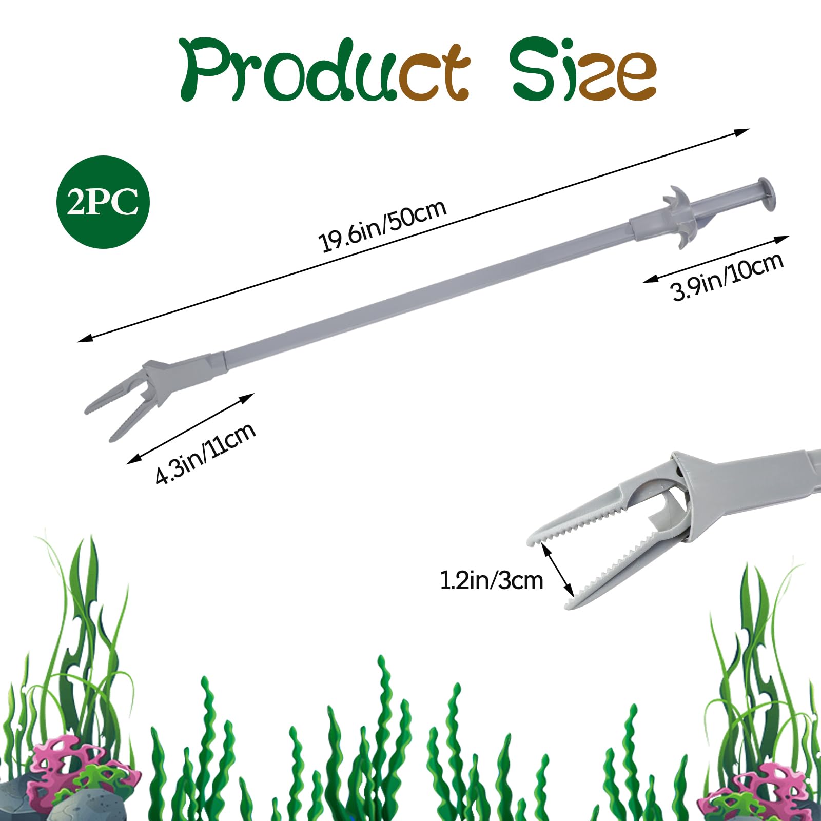 Pinces pour plantes d'aquarium, plastique, 50 cm, entretien plantes aquatiques