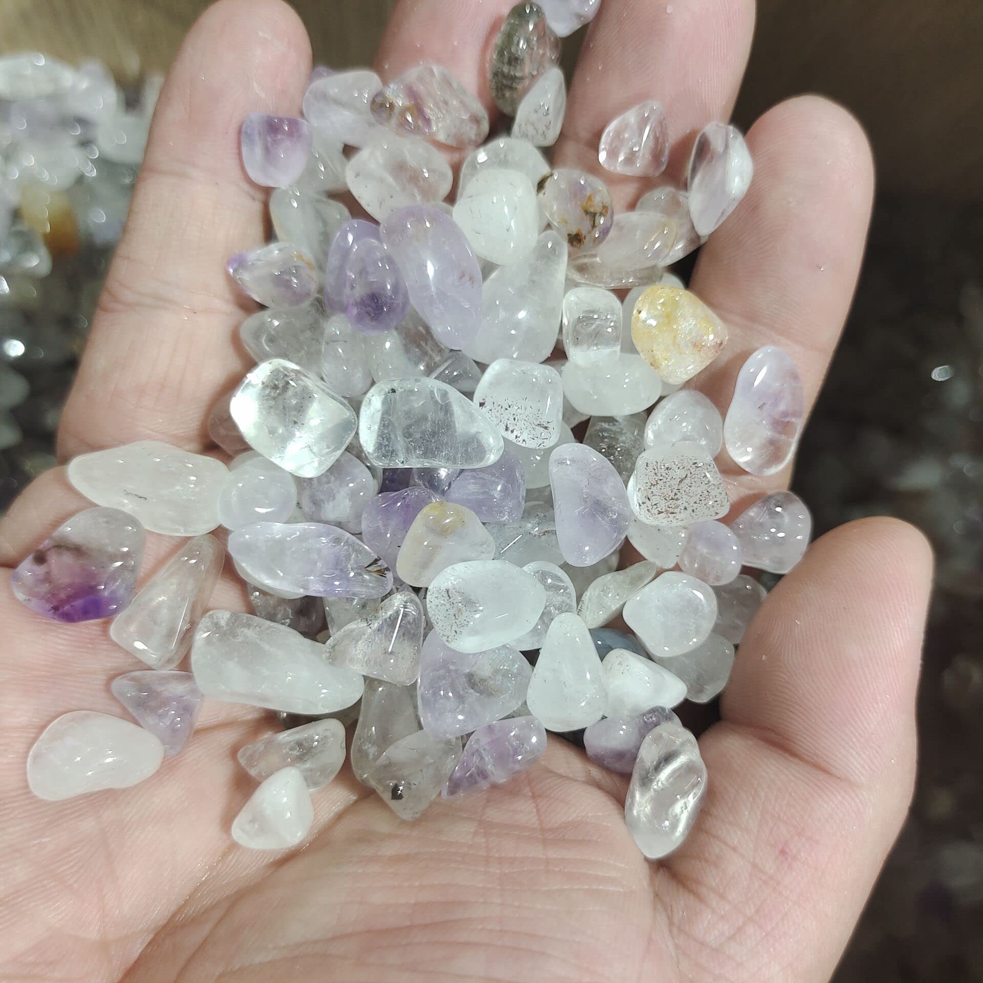 Guijarros Piedras Grava para peceras Decoraciones, Piedra triturada de Siete Cristales Duobao de Reiki for Acuario, decoración de jardín, 100 g