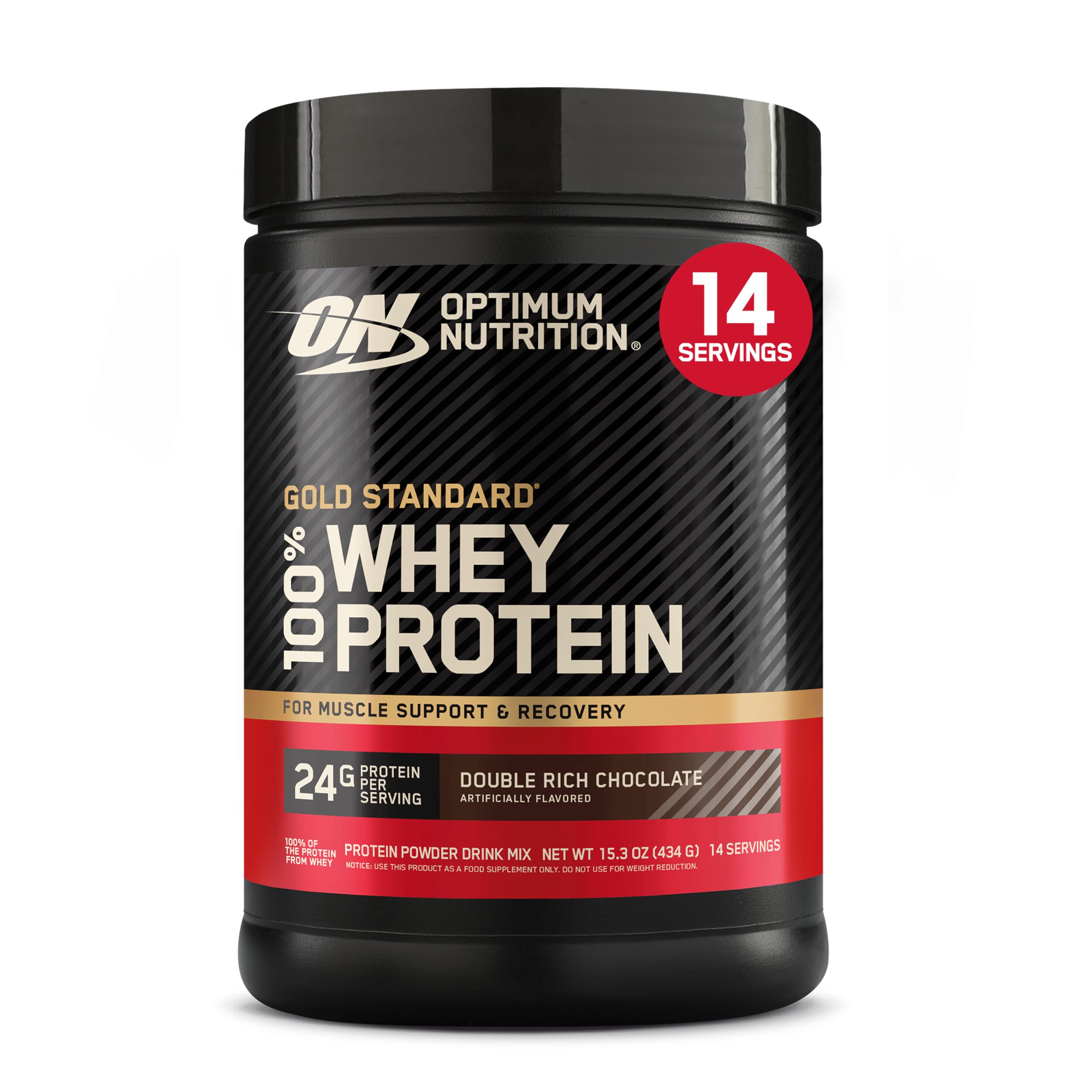 Optimum Nutrition Gold Standard Whey Protein, Double Rich Chocolate, 1 LB