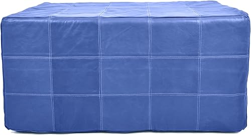 Miniatura 103 de Marrakesh Gallery Funda otomana de cuero - Puf cuadrado marroquí, sala de estar, dormitorio otomano Marrón,Beige Bronceado,Azul,Marrón (Dark