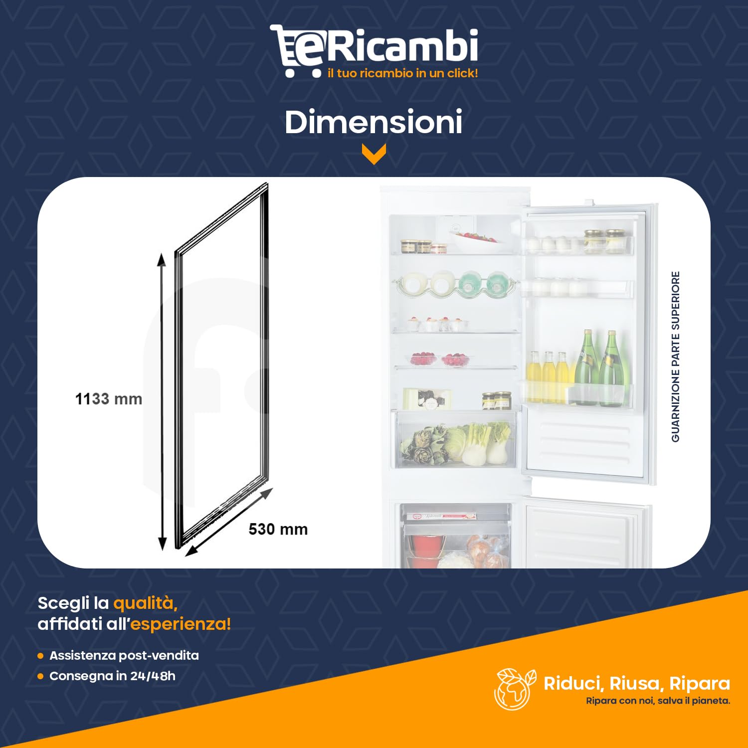 Guarnizione Originale Per Porta Frigorifero 960x512 Mm – Compatibile Ariston, Indesit, Hotpoint, Modelli BCB7030AA, BF1801EF1, ART6600A+, E Molti Altri