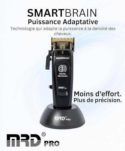 MRD PRO Smart Brain – Professionelle Haarschneidemaschine, Brushless 7200 U/min, DLC Faper Klinge, Metallkörper, Akku 2000 mAh, USB-C-Ladung + Doppelpin, Laufzeit 120 min, Schwarz - 2