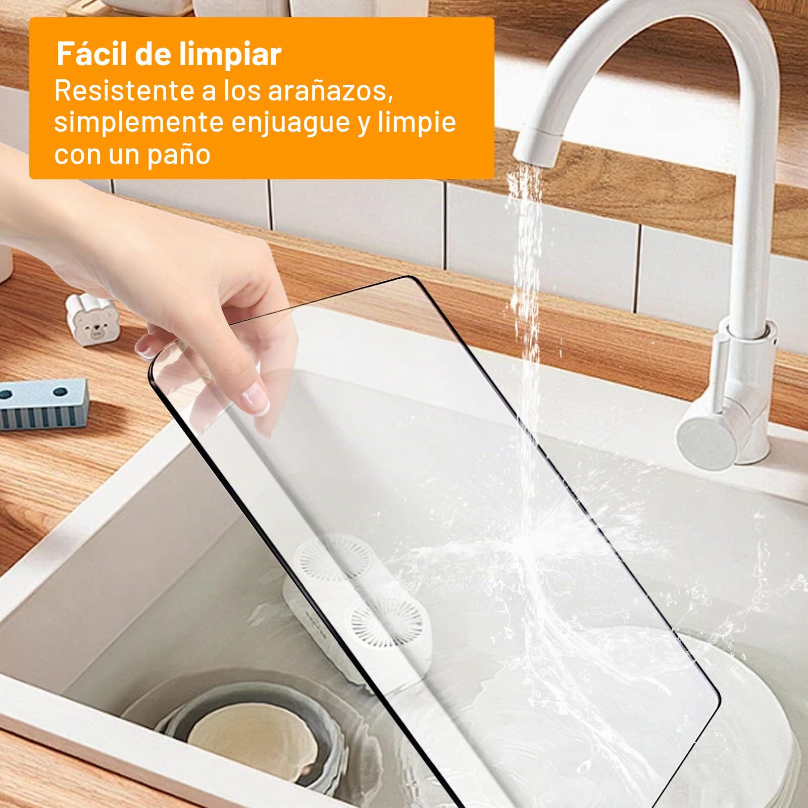 Qivine 45x60cm Tabla Cortar Cocina Plastico, Acrílica Transparente Protector Vitroceramica con Borde, Antideslizante Cubre Encimera Multifuncional para Cortar Frutas, Pan, Verduras
