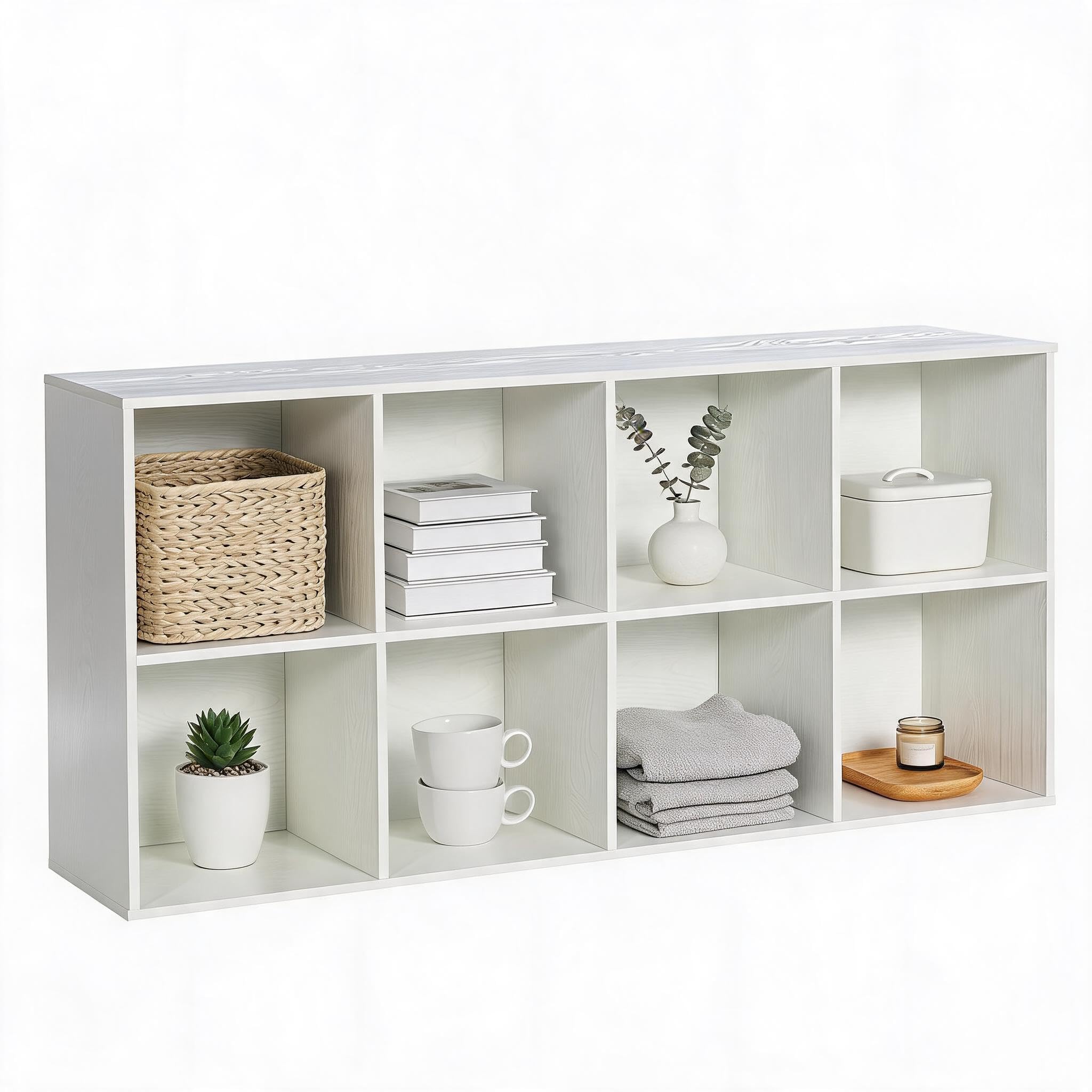 8-Cube Wooden Storage Bookcase with Closed Back