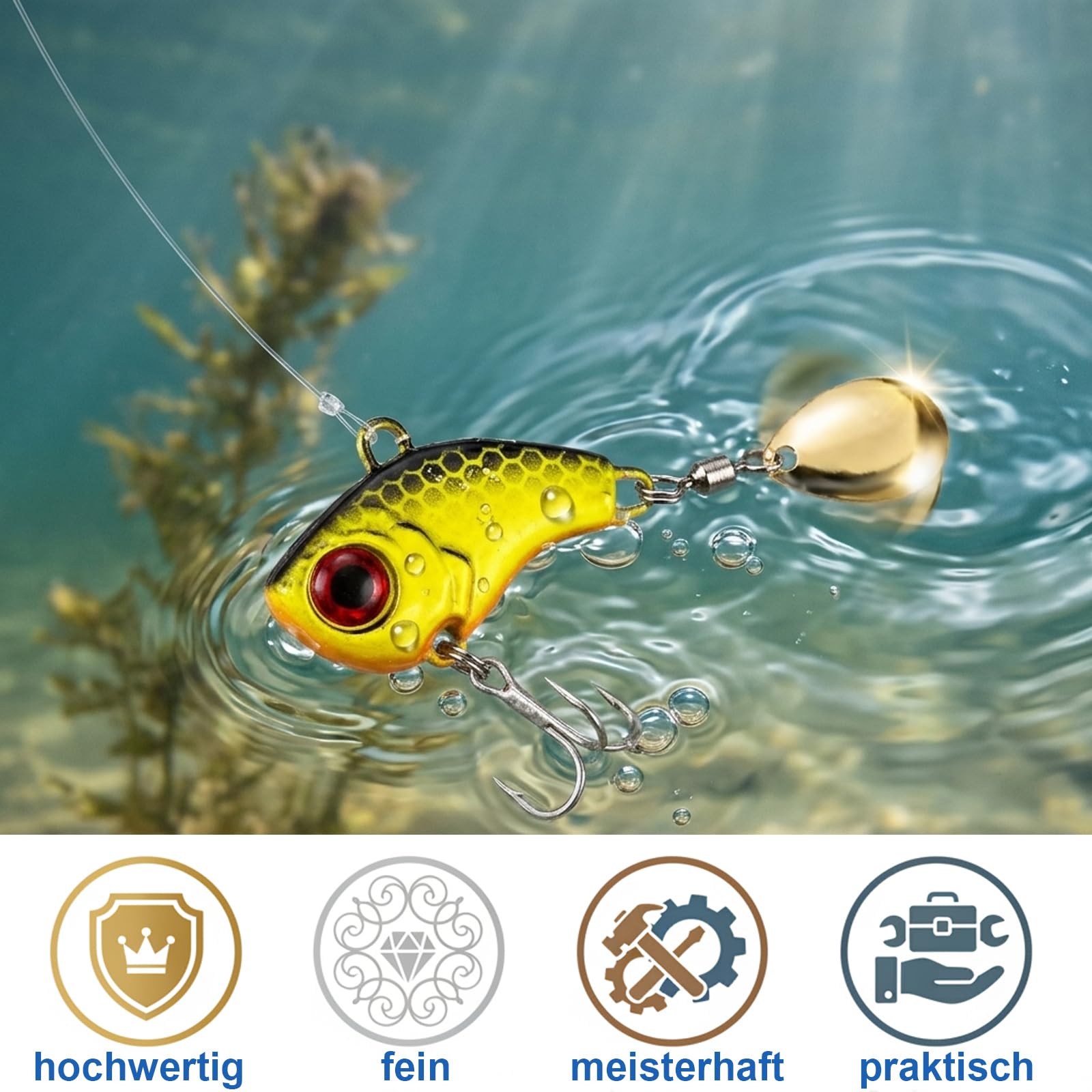 Angelköder Hecht Köder, 6 Stück jig spinner für Süßwasser und Salzwasser, 14g Schwimmköder mit realistischer Bewegung, Vielseitige Köder für Raubfischangeln in verschiedenen Gewässern und Jahreszeiten