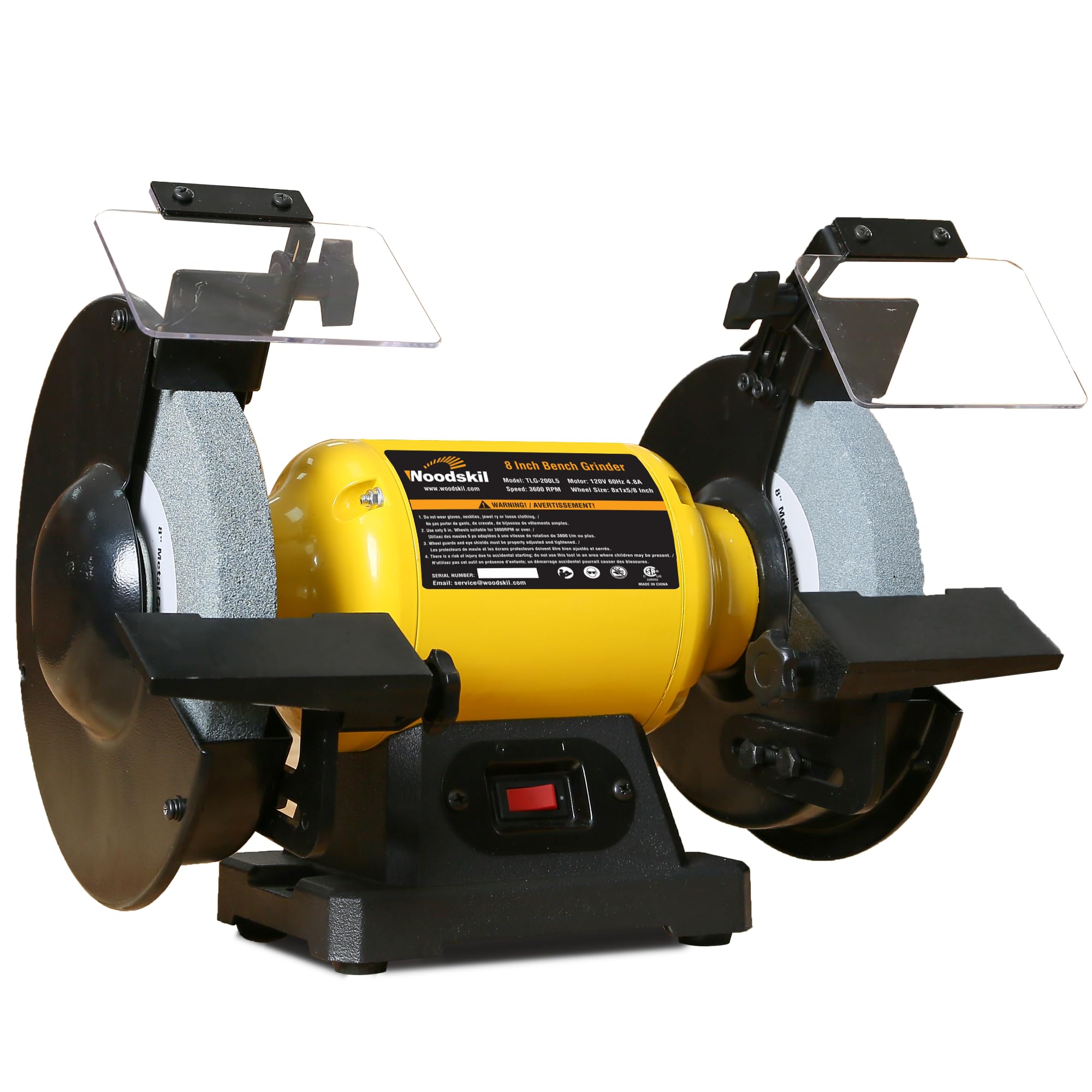 4.8A 3/4HP 8-Inch Bench Grinder, 3600rpm Table Grinder with Two Protective Eye Masks and Two Grinding Wheels Multipurpose Grinders for Metal, Knife, Dental, Amber, Jewelry, Jade