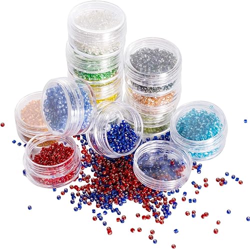 Cuentas de semilla de cristal multicolor de 110 de 0.079in  LONGWIN aprox. 9600 piezas de perlas de cristal en 12 colores para hacer joyas para