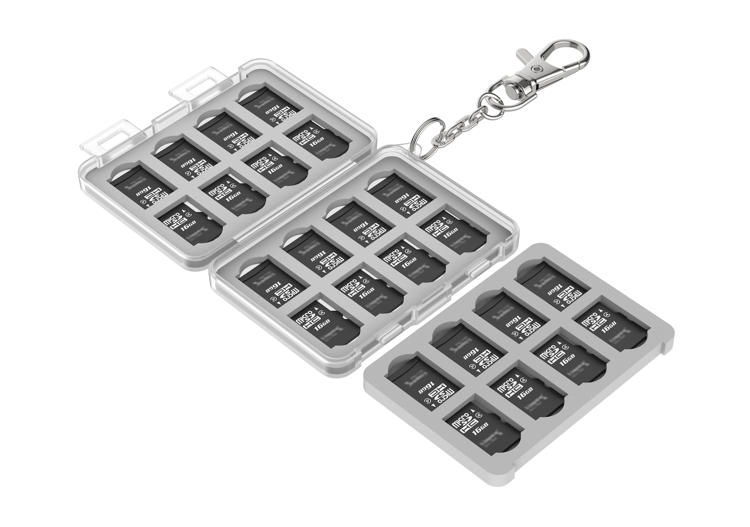 Flashwoife, 24 x MicroSD, Aufbewahrung Speicherkarten Etui Box, Kettenanhänger, transparent Computer & Zubehör