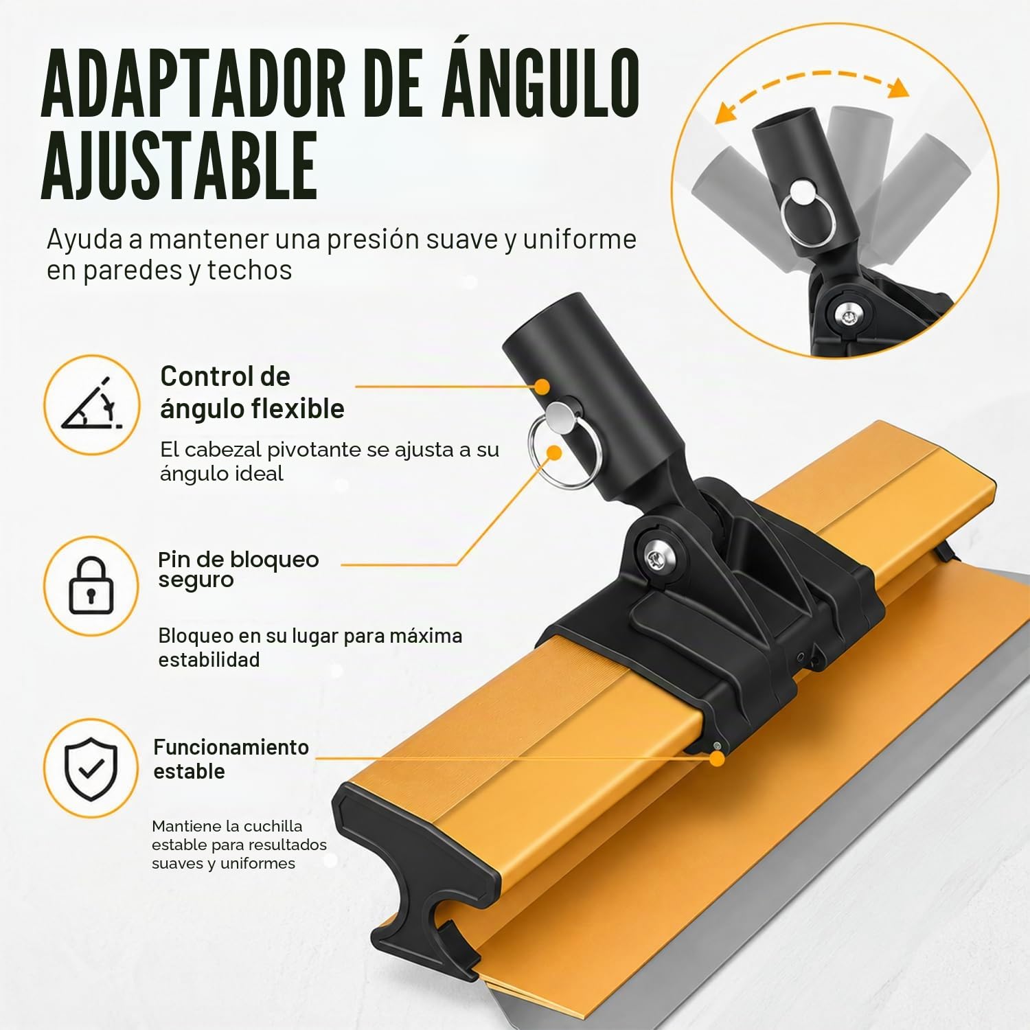 Juego de Espátulas para Alisar 30/50/80 cm | Tres Espátulas de Acero Inoxidable con Repuestos, Mango Telescópico y Maletín para Paredes, Techos, Yeso y Masilla