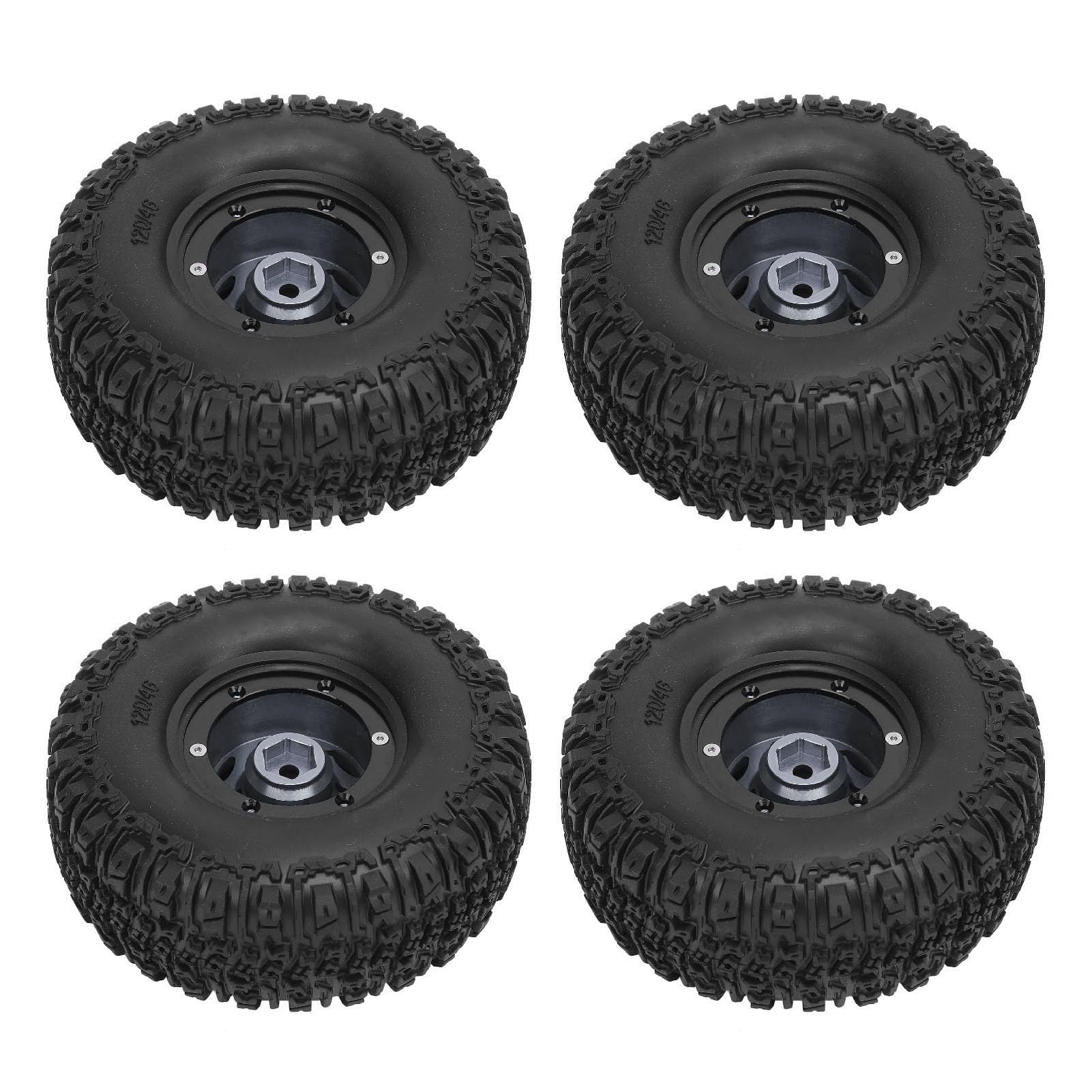 Gąsienica RC Stylowy Zestaw Piast kół ze Stopu Aluminium do Samochodu RC 4 szt. Zestaw Opon 120x46mm dla Entuzjastów (Kolor Ti)
