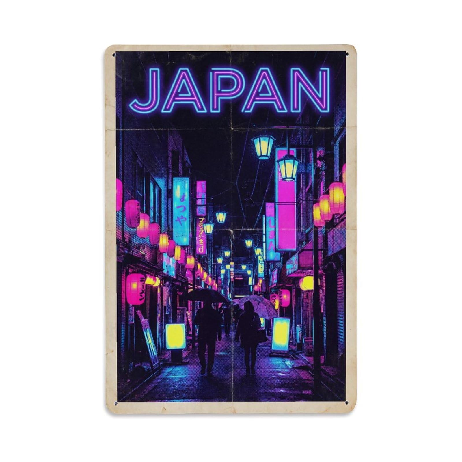 Metal Tin Sign Retro Travel Tokyo Night Alleyway