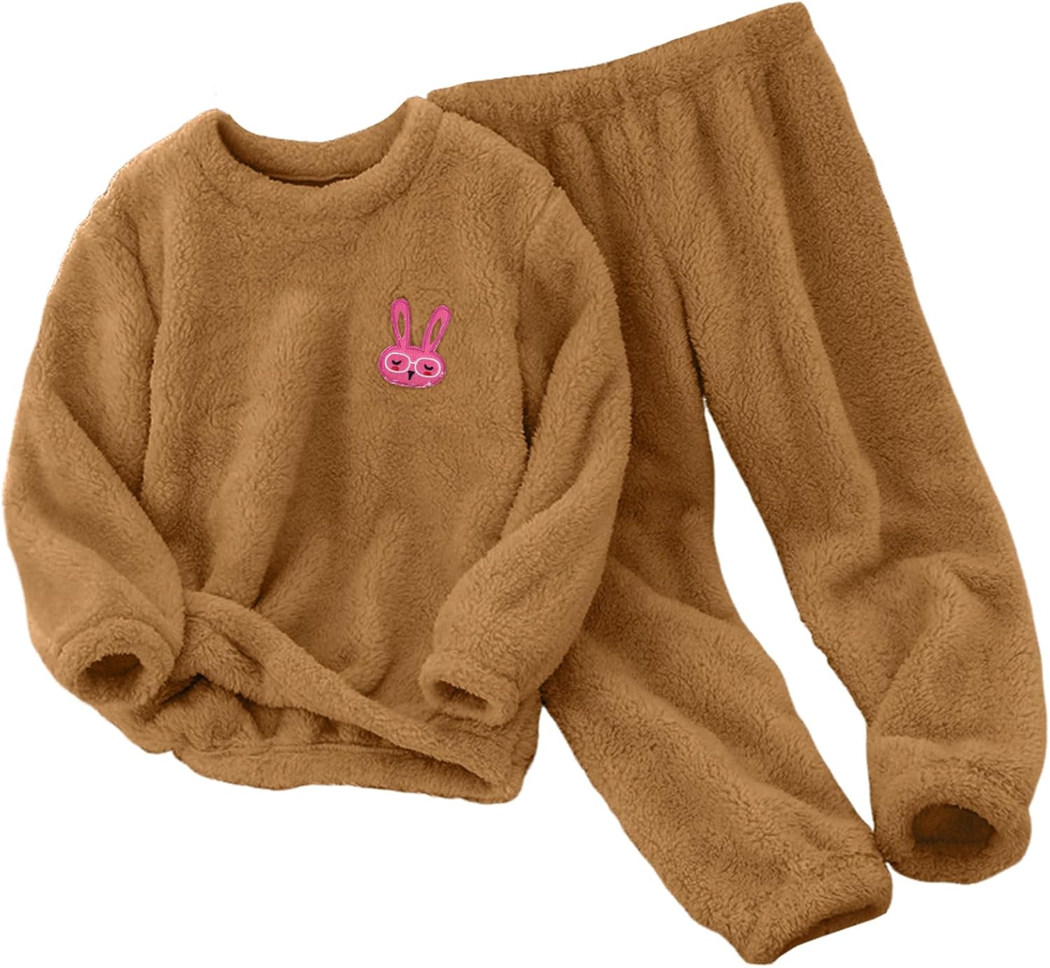 Yimoon Girls Fuzzy Pants Set Winter Flannel Fleece Crewneck Sweatshirt and Pants Sweatsuit Fluffy Two Piece Outfits