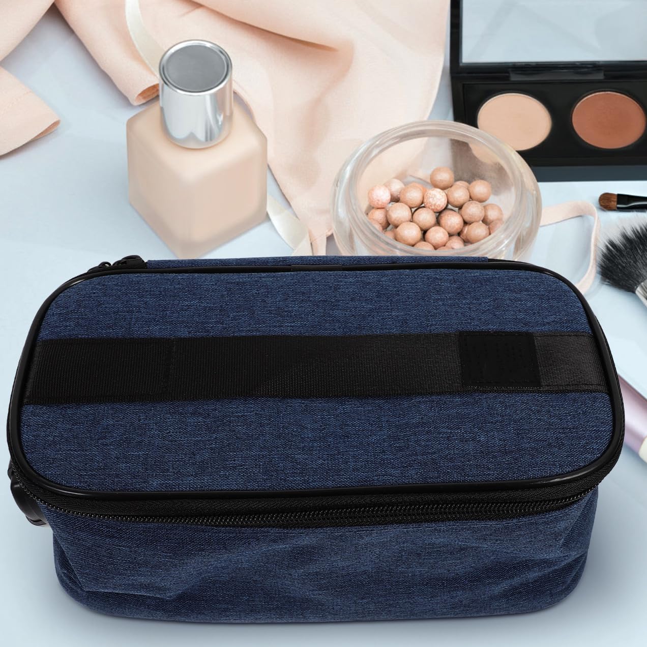 Trousse De Voyage Multifonctionnelle à Compartiments De Rangement Cosmétique Portable avec Fermeture Éclair Organiseur Pratique pour Toiletries Et Accessoires De Maquillage pour