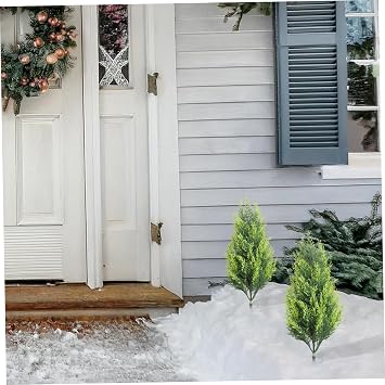 2Pcs Norfolk Pine Tree, 20 Inch Norfolk Pine Christmas Tree with Ground Spike for Porch, Pathway, Garden, Outdoor Indoor