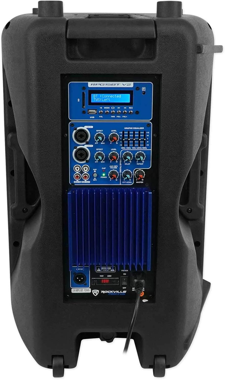 Rockville RPG15BT V2 15" 1000W Powered DJ/PA Speaker, Bluetooth 5.0, TWS Stereo Linking, 1.75" Titanium Driver, EQ/Effects, LCD Display, for Events and Performances - Image 4