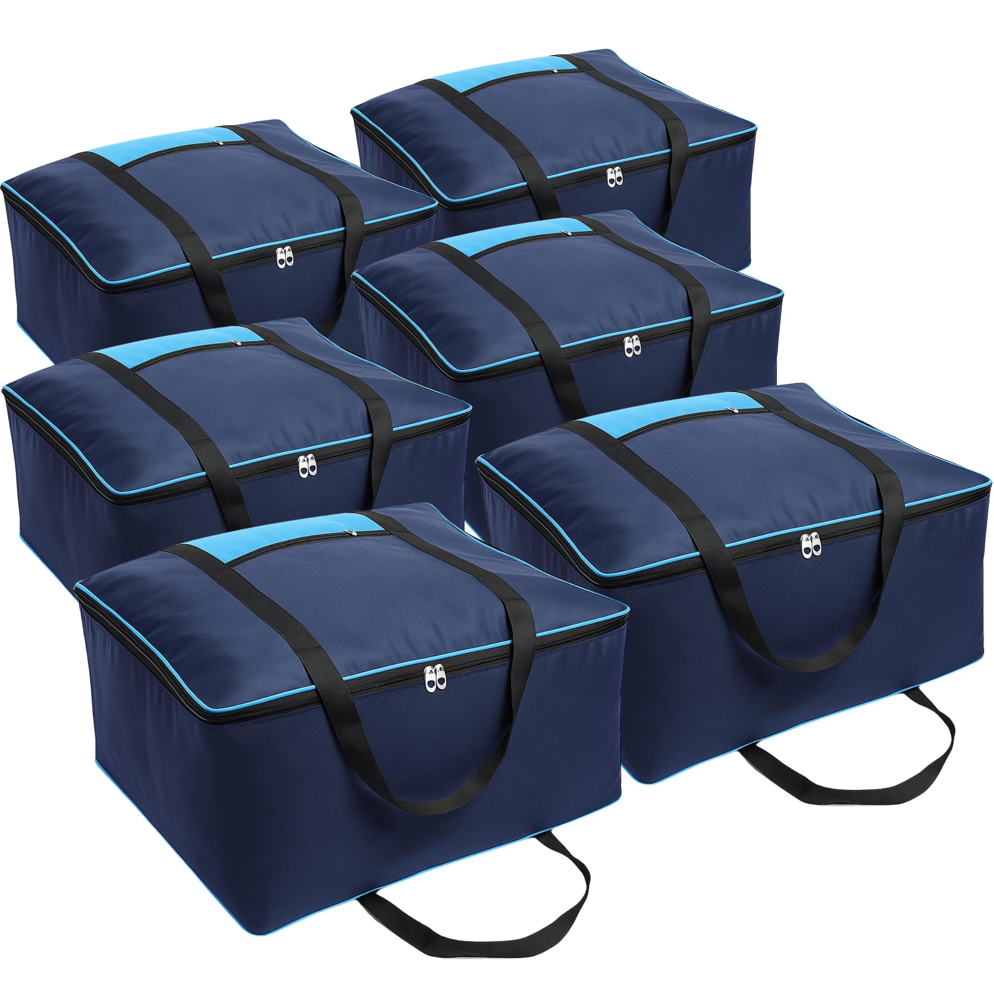 Nylon Big Underbed Storage Bag Moisture Proof Cloth Organiser with Zippered Closure and Handle (Blue, Pack of 6)-image-13