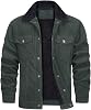 FTIMILD Mens Corduroy Jacket Sherpa Lined Trucker Jacket Lapel Snap Winter Warm Jacket