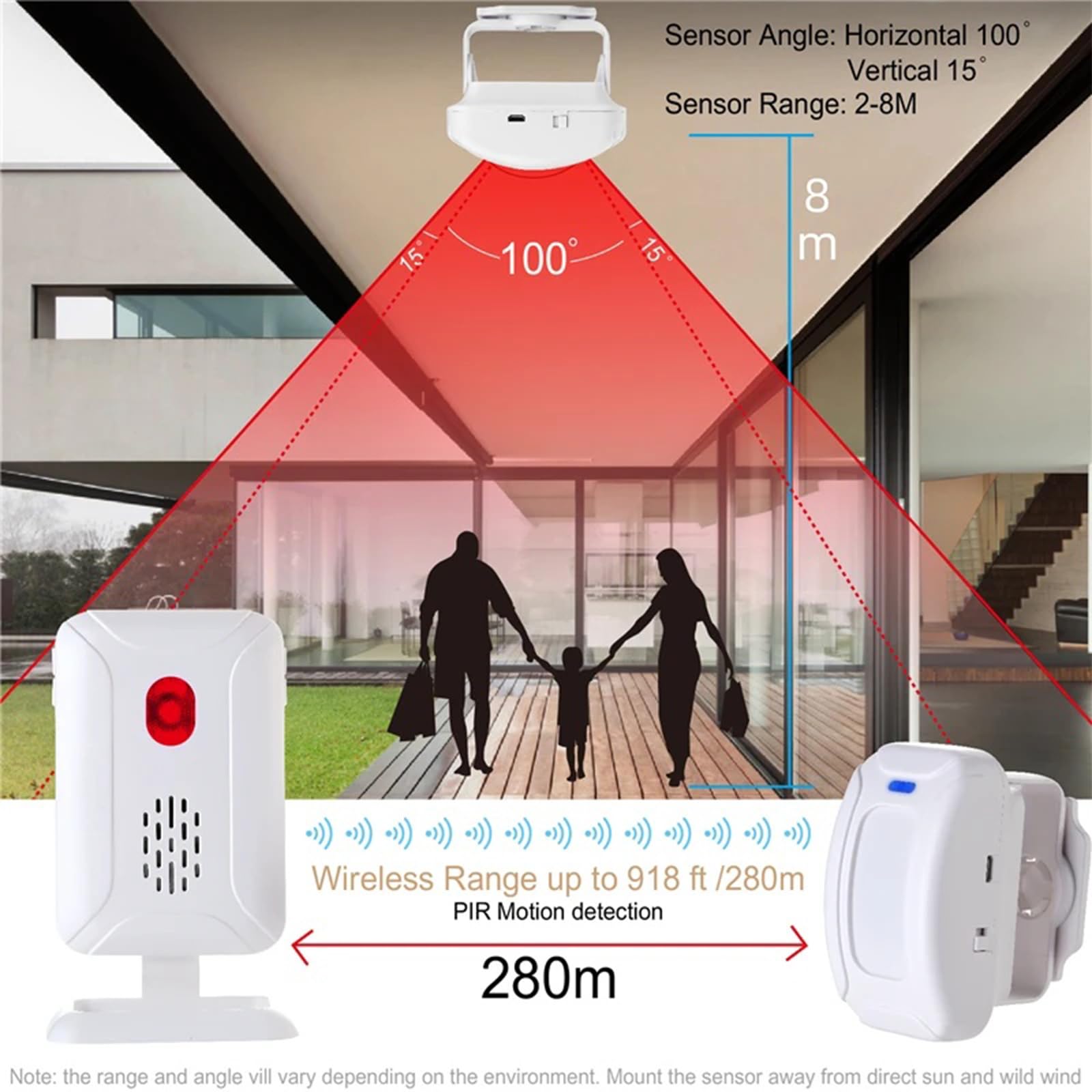 Wireless Motion Sensor Door Chime: Business Entry Doorbell Indoor Motion Detector Buzzer with Adjustable Volume - Image 4