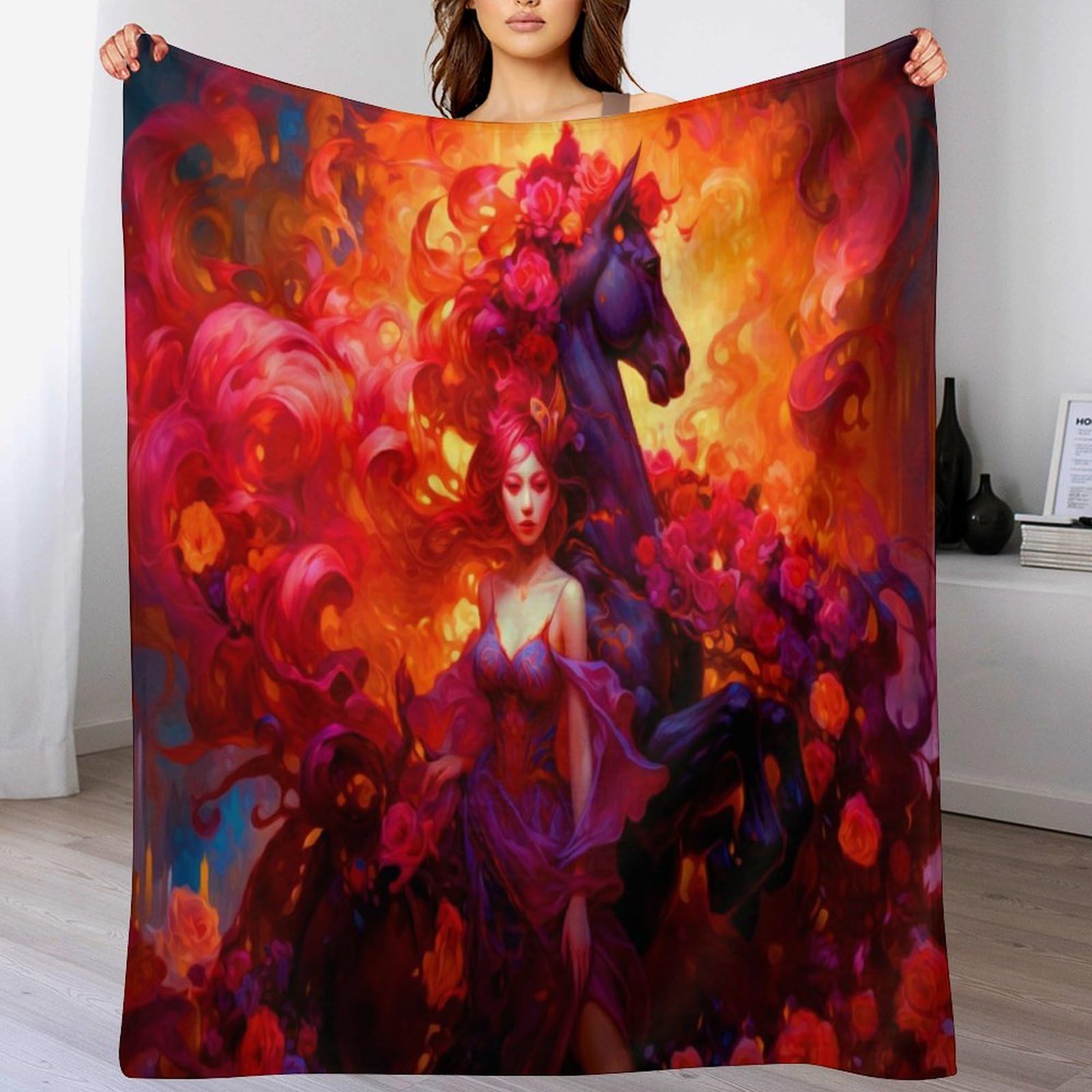 Couverture polaire cheval légère et chaude, plaid moelleux sans transpirer